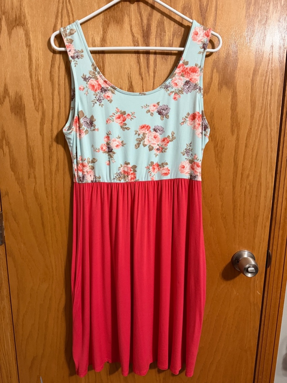 P.S. Kate Floral Sleeveless Dress in Mint and Soft Coral